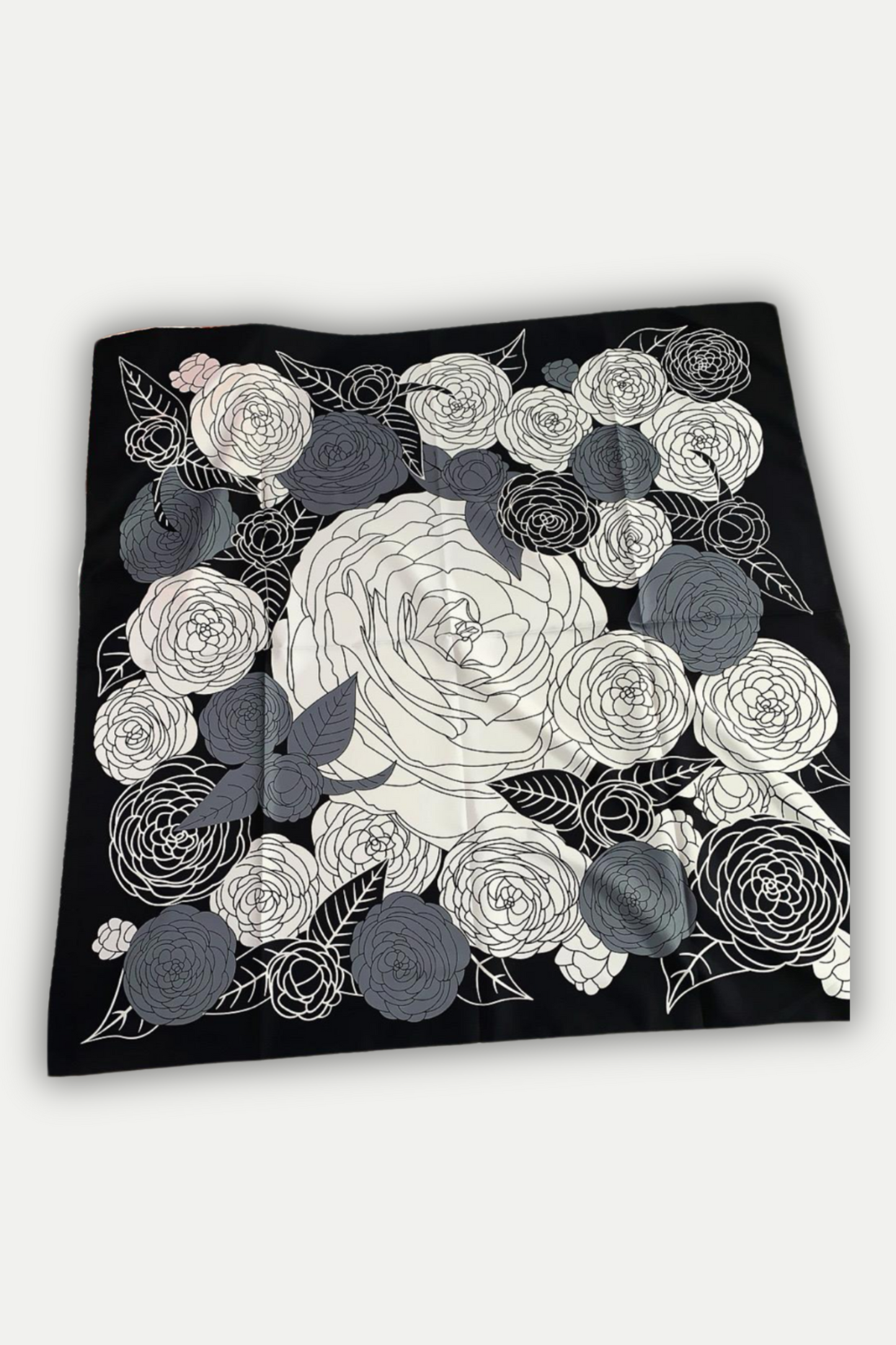 Luxuriöses Seidentuch 90 x 90 cm "Monochrome Roses"