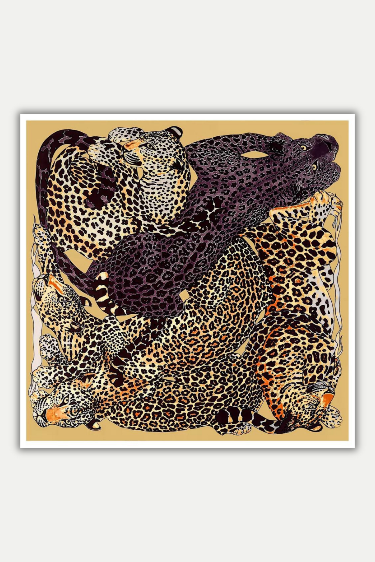 Luxuriöses Seidentuch 130 x 130 cm "La Danse Sauvage"