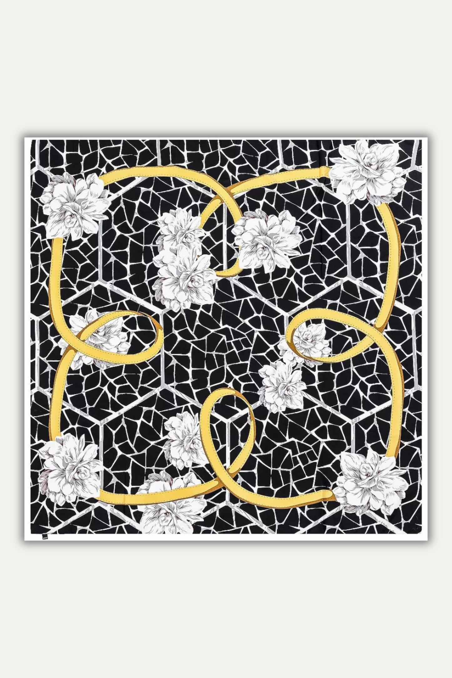 Luxuriöses Seidentuch 130 x 130 cm "Fleurs en Mosaique"