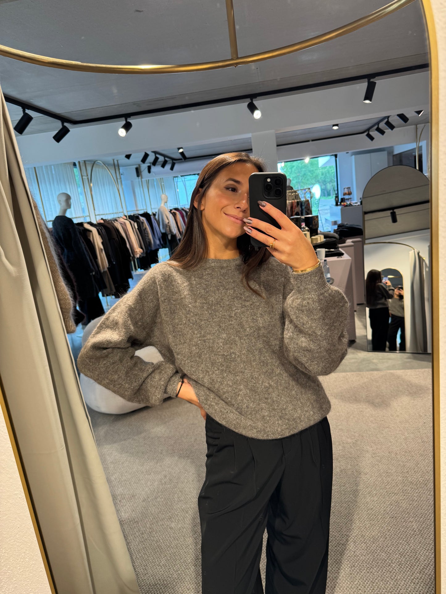 Lässiger Pullover aus Mohair in braun melange
