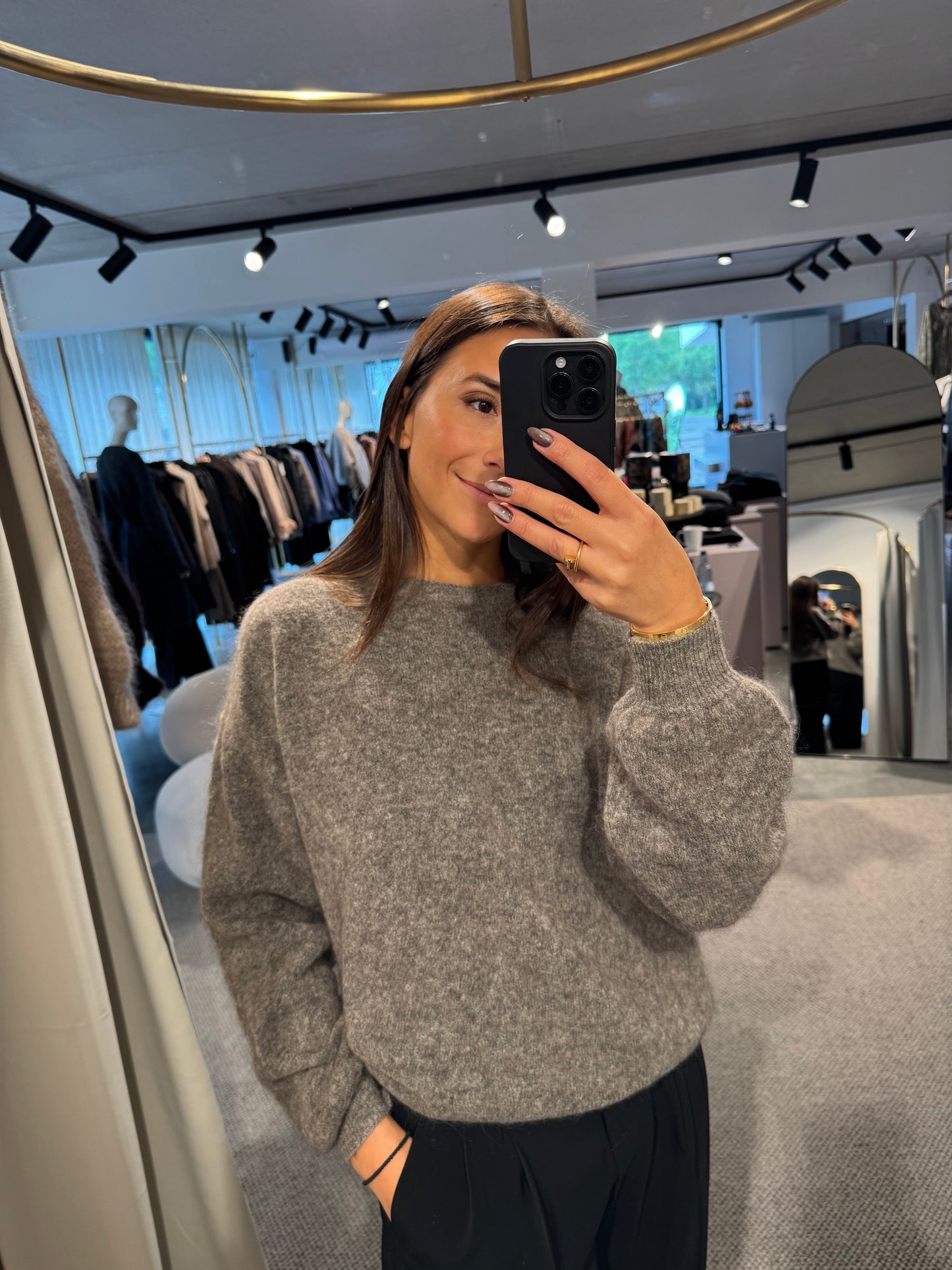 Lässiger Pullover aus Mohair in braun melange