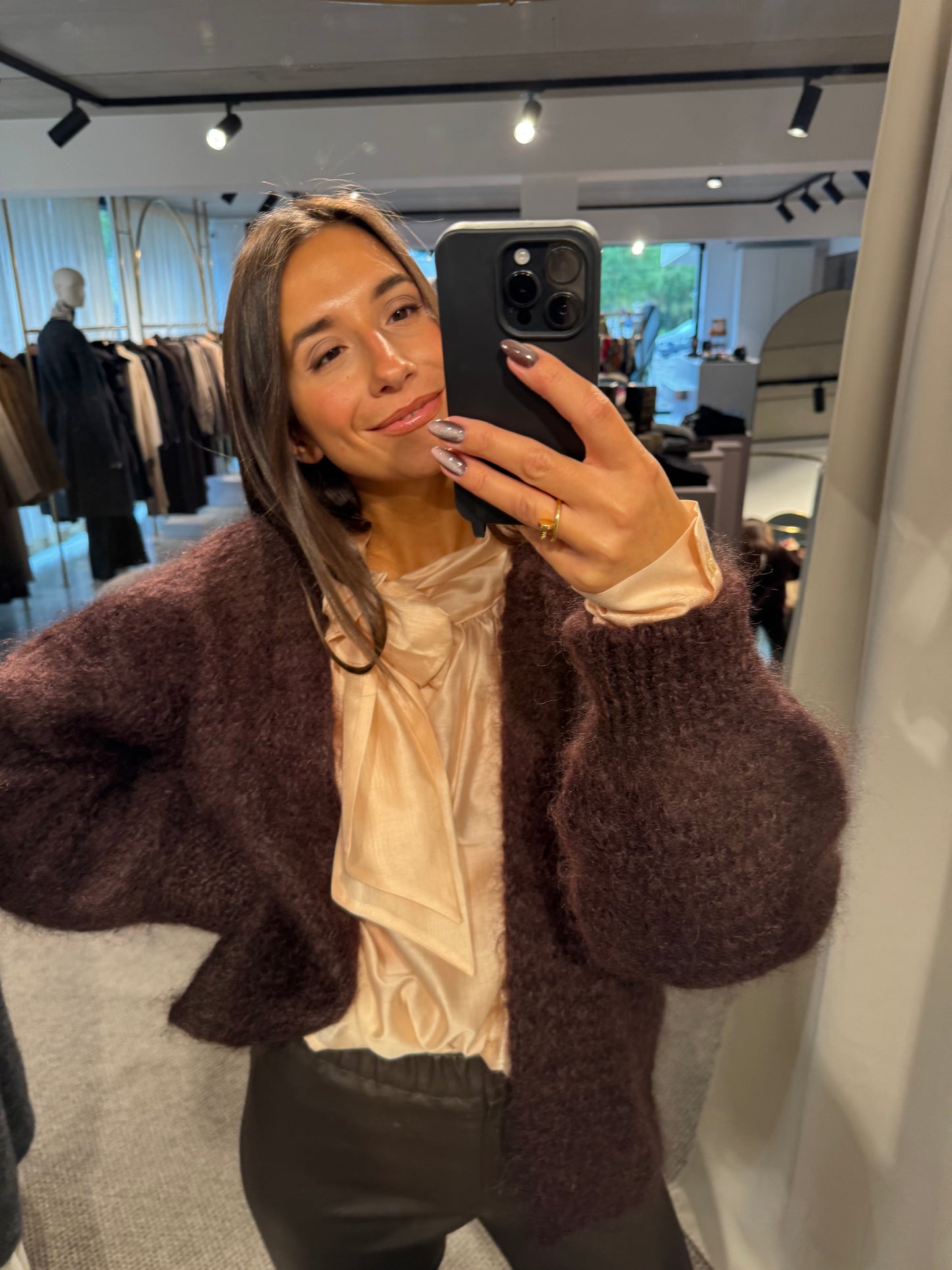 Offener Cardigan in dunkelbraun