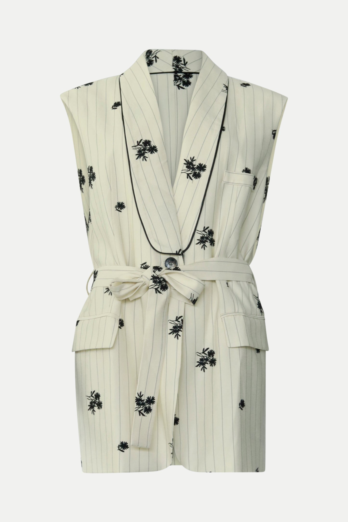 Weste im Nadelstreifen- Look mit Applikationen