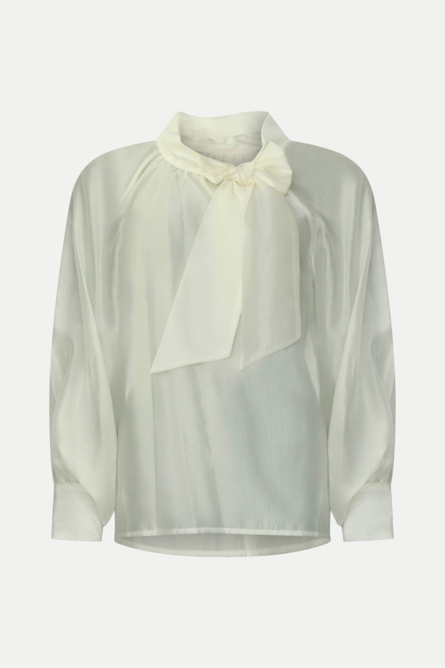 Romantische Bluse mit Schleifendetail in offwhite