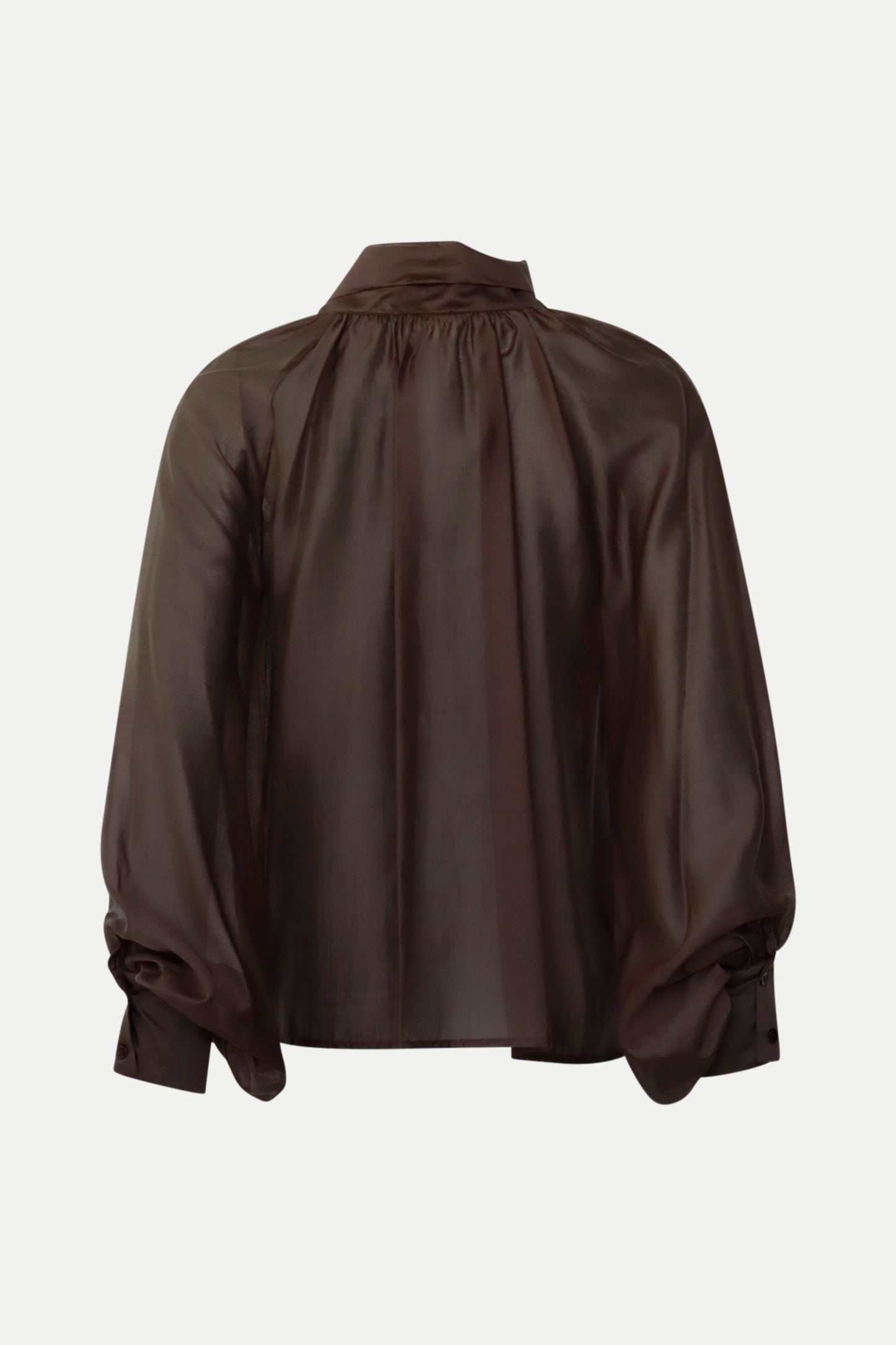 Romantische Bluse mit Schleifendetail in dunkelbraun