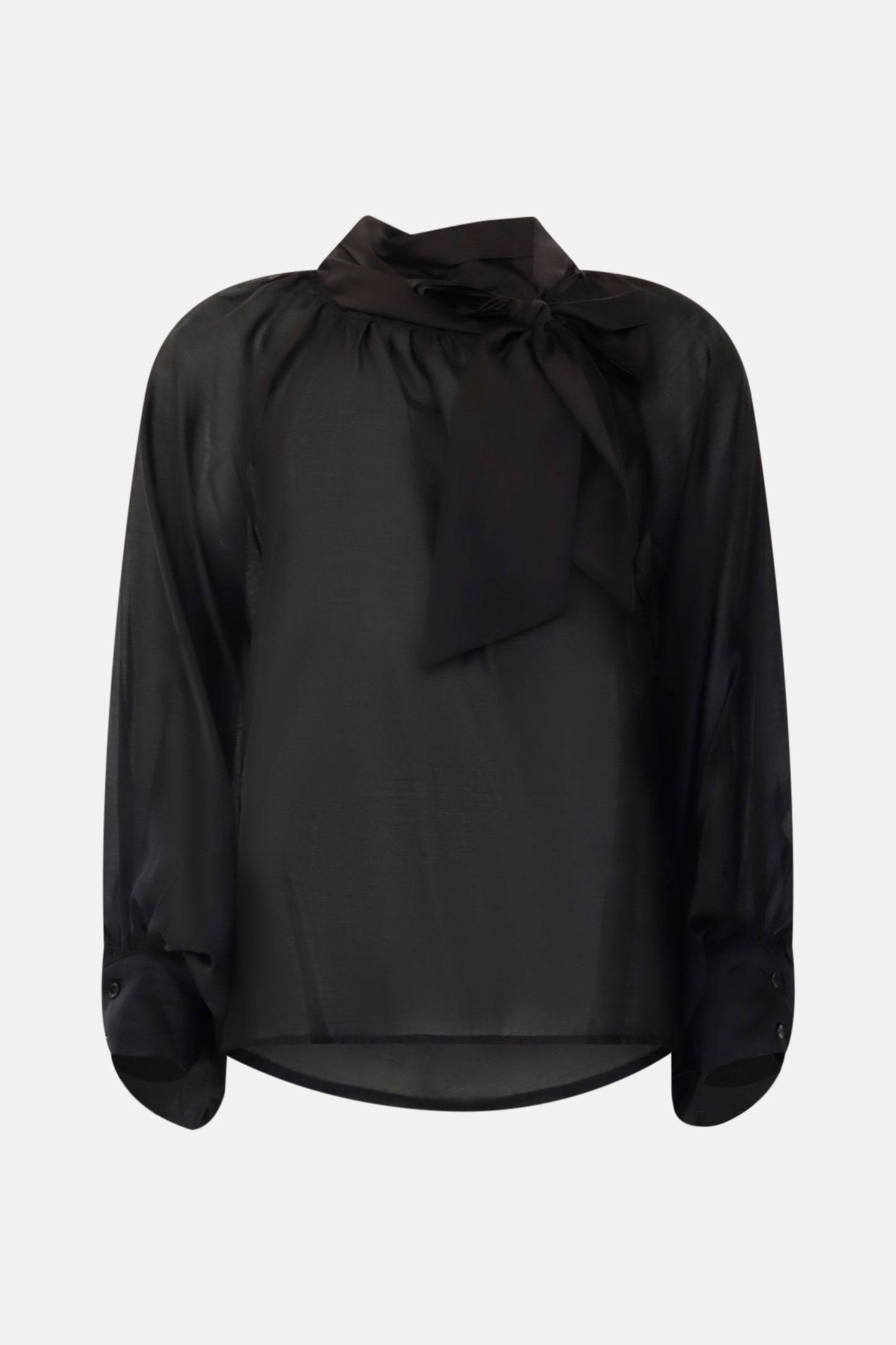 Romantische Bluse mit Schleifendetail in schwarz