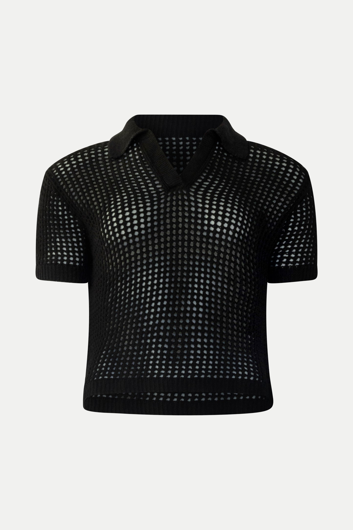 Häkel-Poloshirt in Schwarz von Vicolo in schwarz