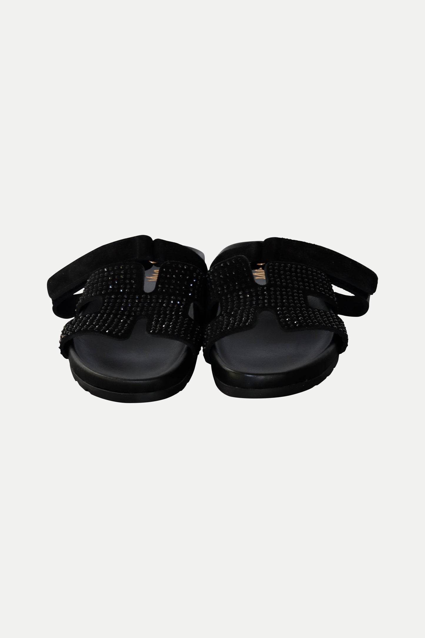 Derbe Sandale mit Strass in schwarz