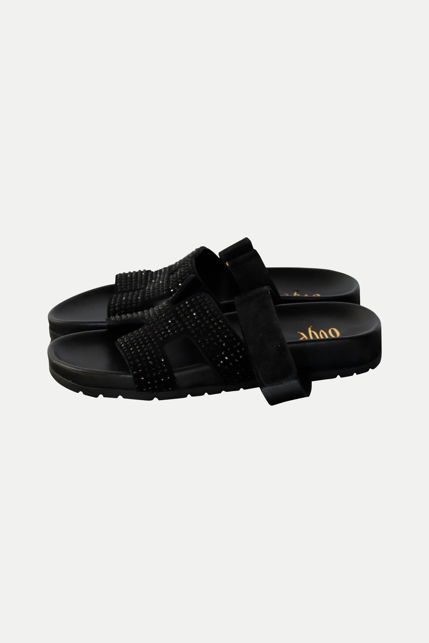 Derbe Sandale mit Strass in schwarz