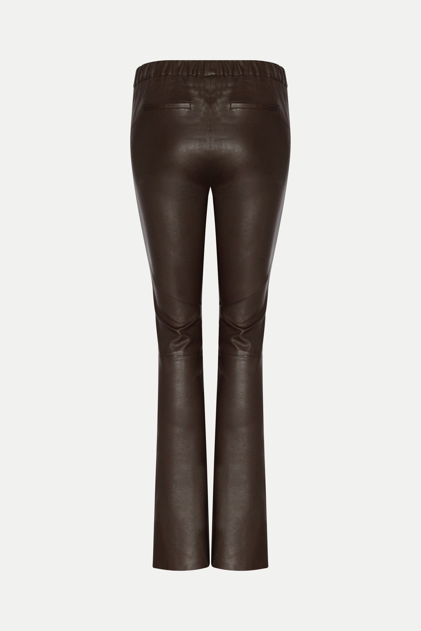 Lederhose im Boot- Cut Fit in dunkelbraun