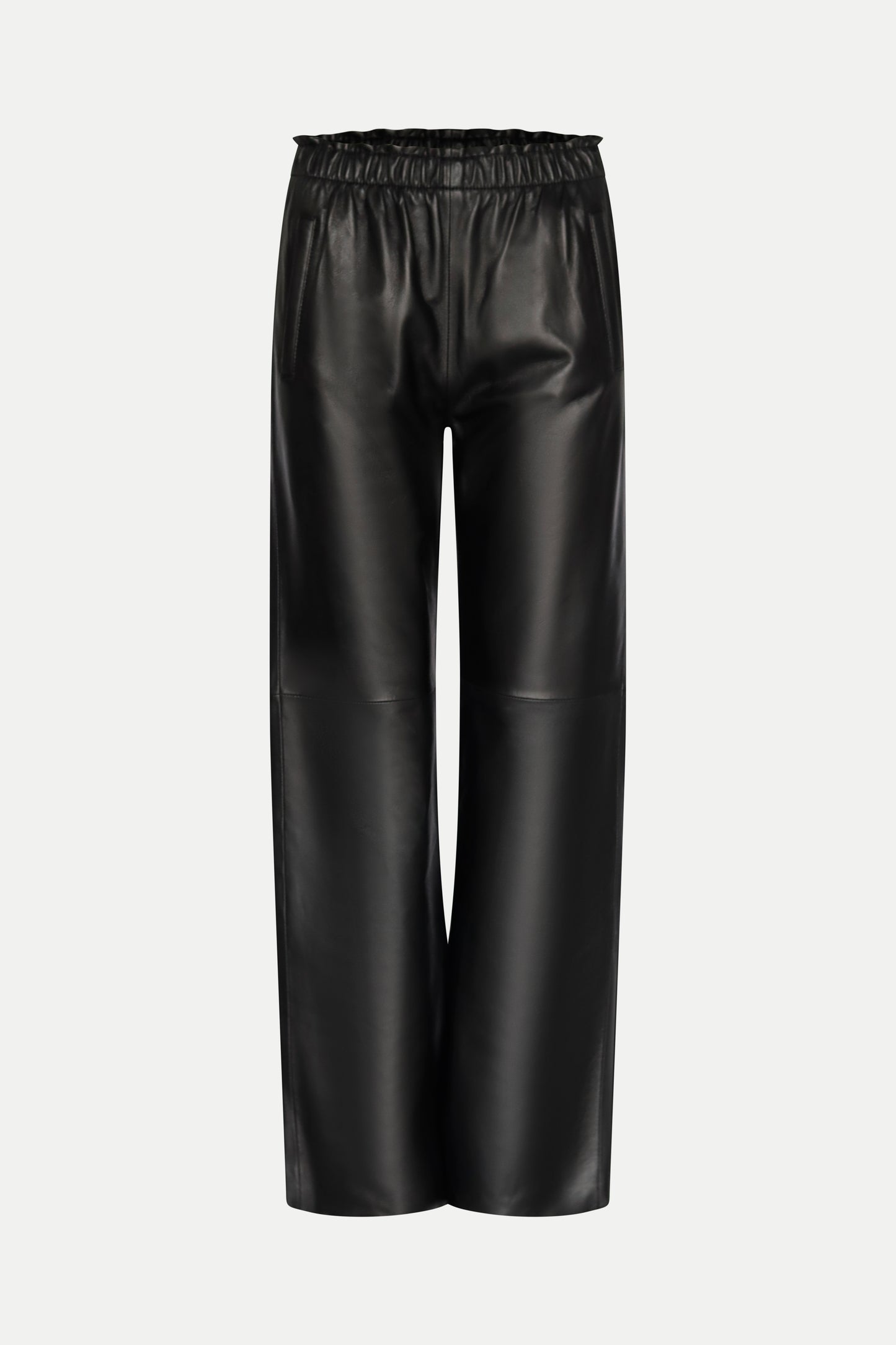 Weite Lederhose in schwarz