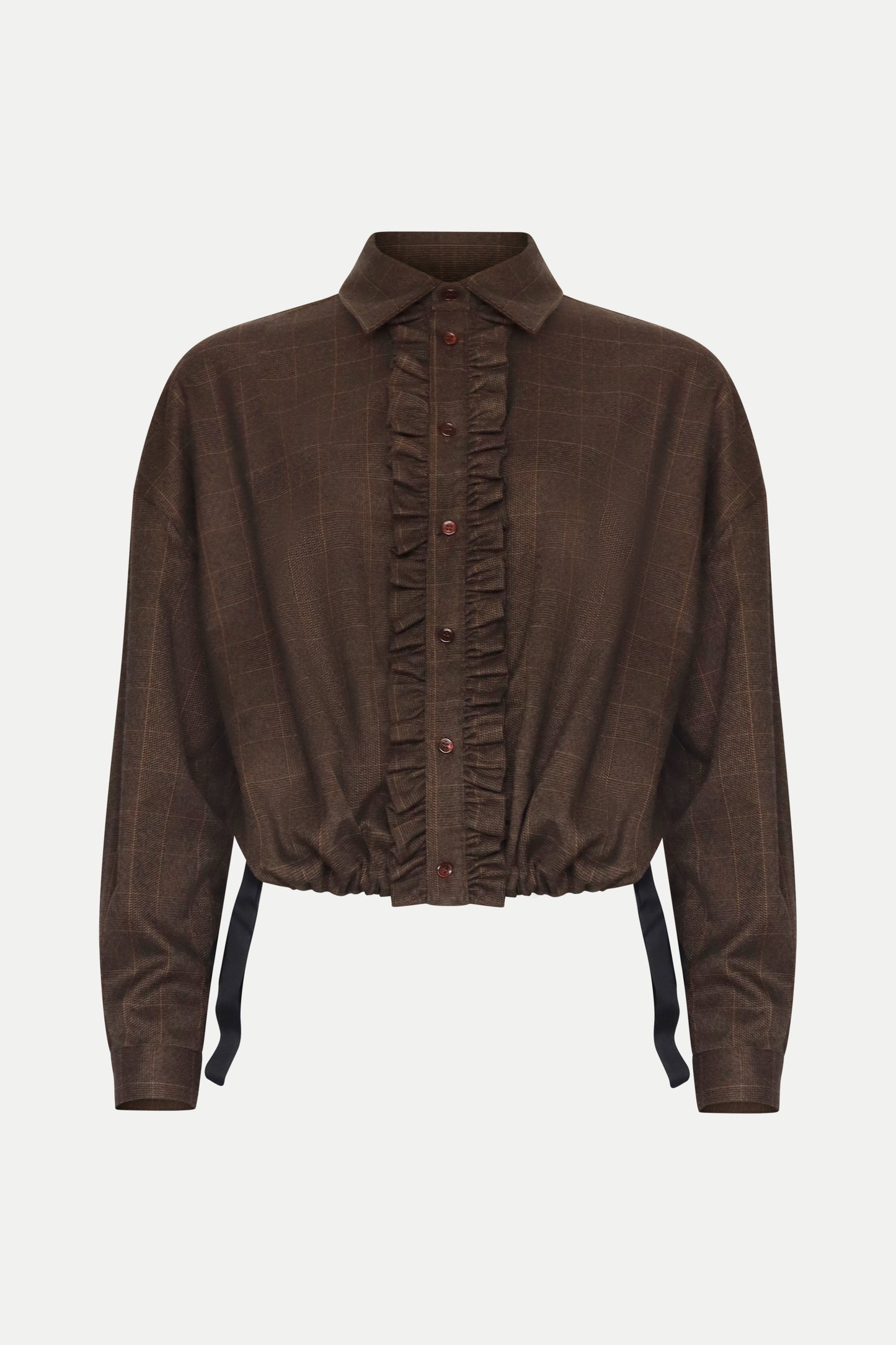 Bluse im Karo- Design mit Rüschen
