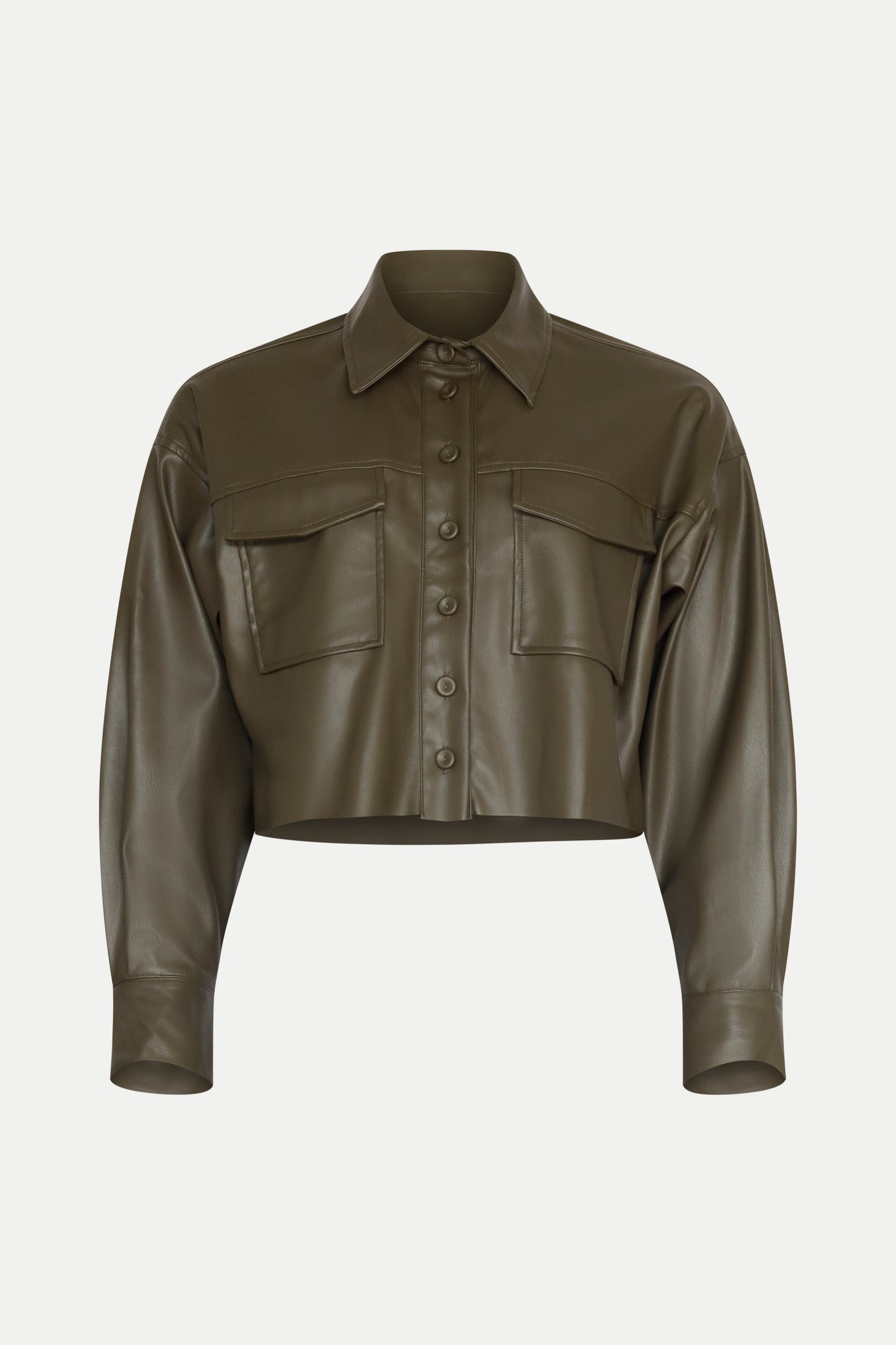 Cropped Overshirt aus veganem Leder