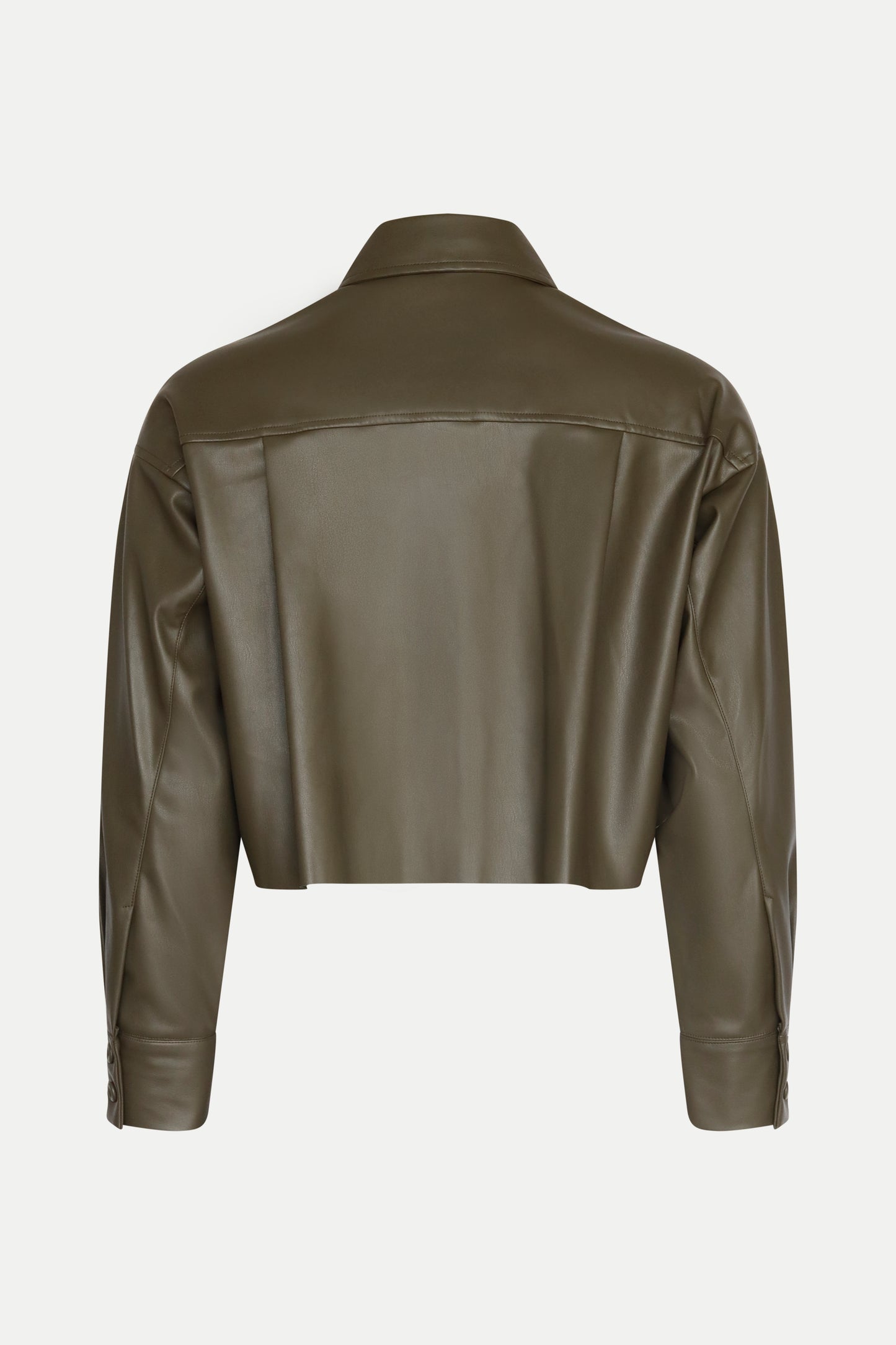 Cropped Overshirt aus veganem Leder