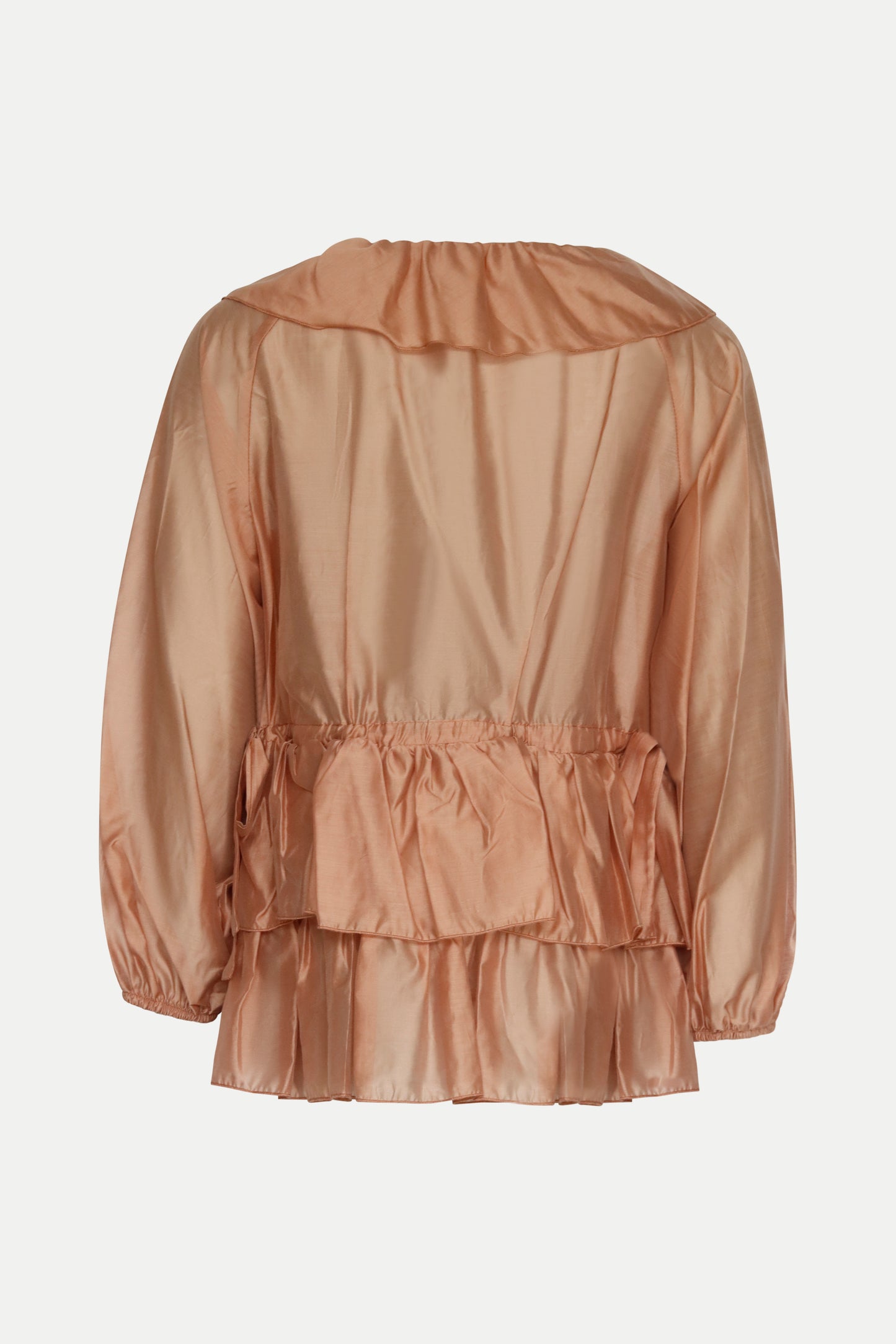 Bluse mit Volants in zartem rosé