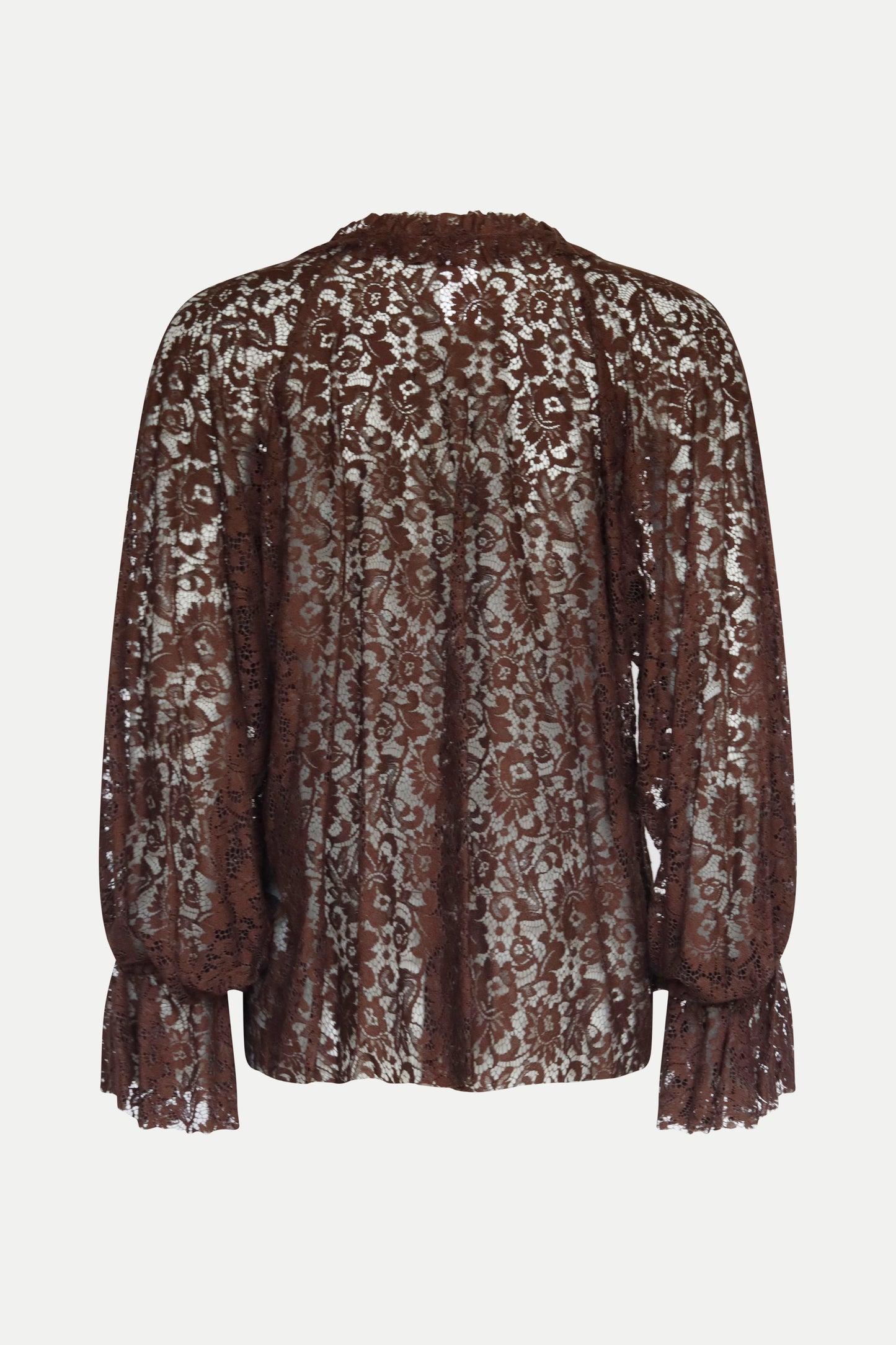 Romantische Bluse aus Spitze in braun