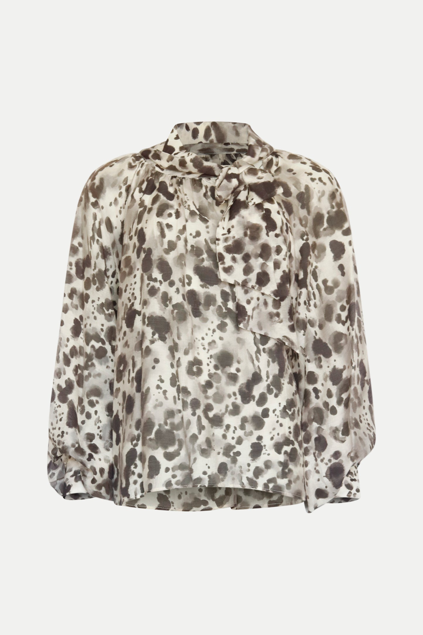 Schluppen- Bluse mit getupftem Muster