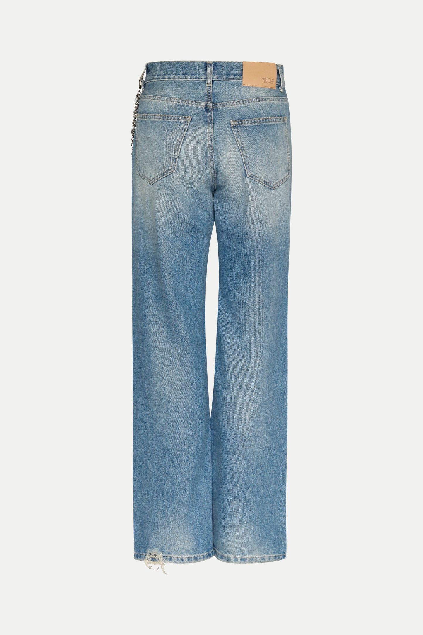 Gerade geschnittene Denim mit Ketten- Detail