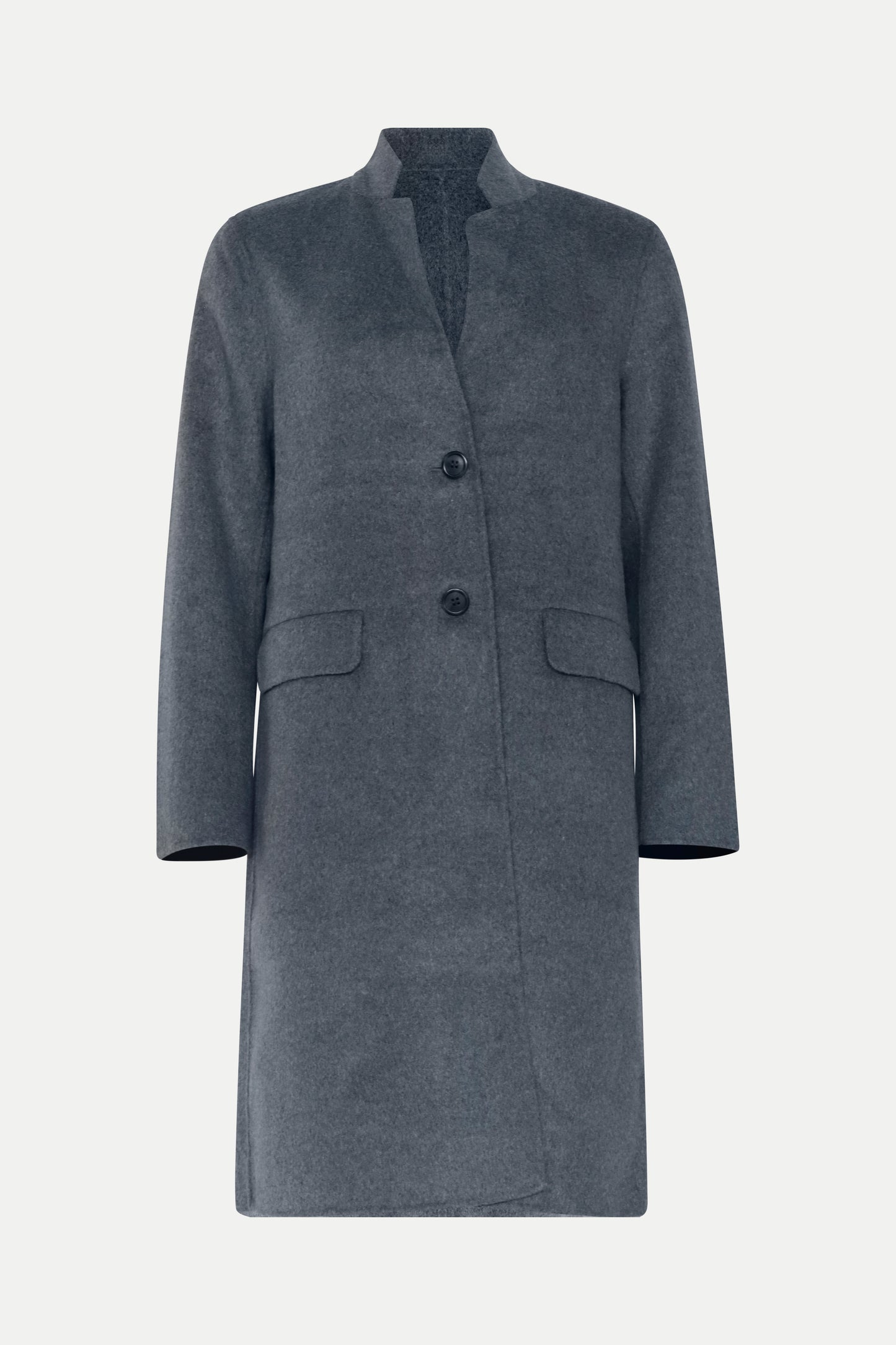 Klassischer Wollmantel in grey melange