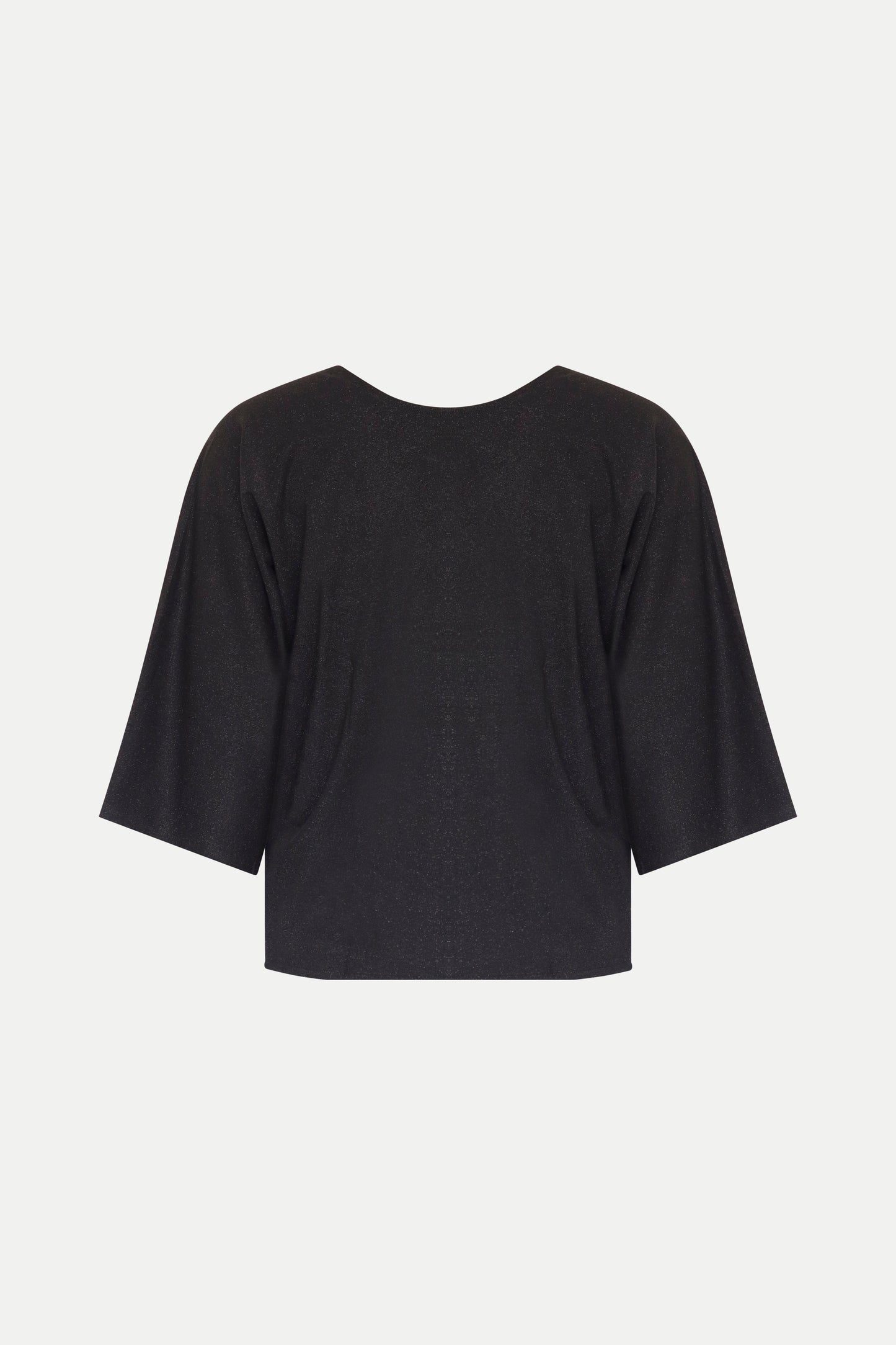 Überschnittenes Shirt mit Lurex- Fäden in schwarz