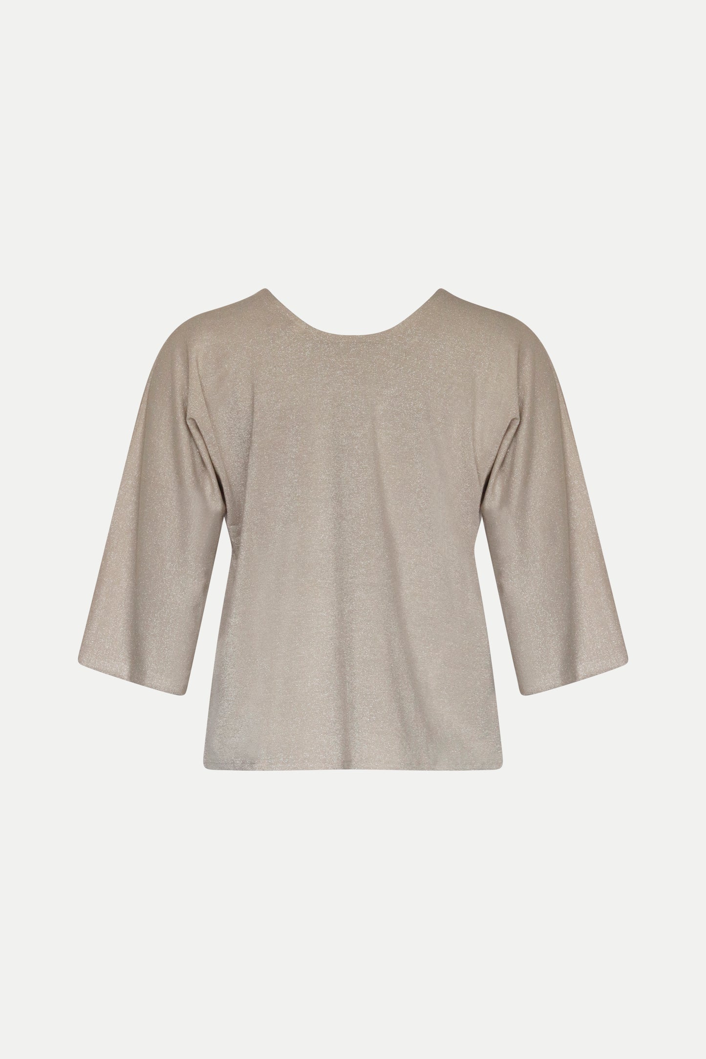 Überschnittenes Shirt mit Lurex- Fäden in beige