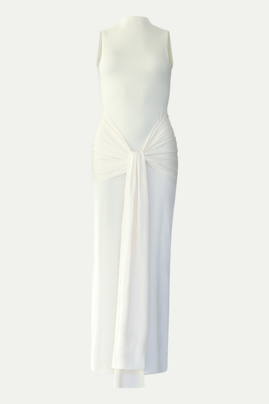 Crèmefarbenes Ärmelloses Bodycon Maxikleid