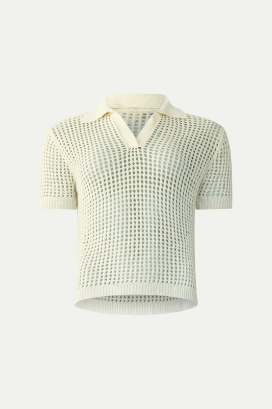 Häkel-Poloshirt von Vicolo in weiß