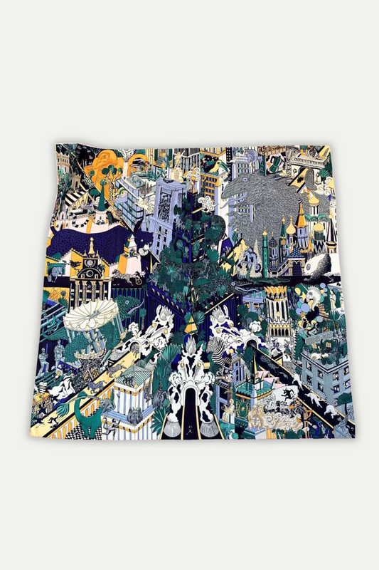Luxuriöses Seidentuch 90 x 90 cm "Metropolis of Dreams"