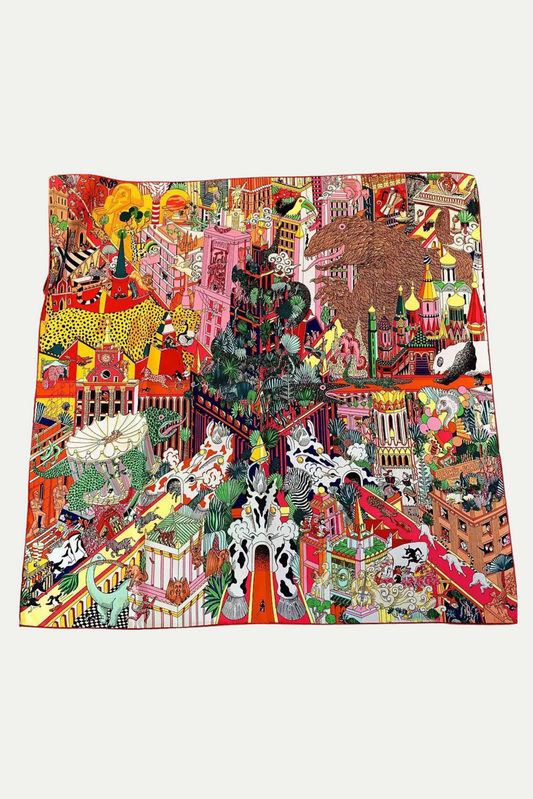 Luxuriöses Seidentuch 90 x 90 cm "Metropolis of Dreams"