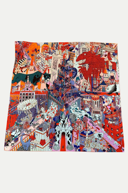 Luxuriöses Seidentuch 90 x 90 cm "Metropolis of Dreams"