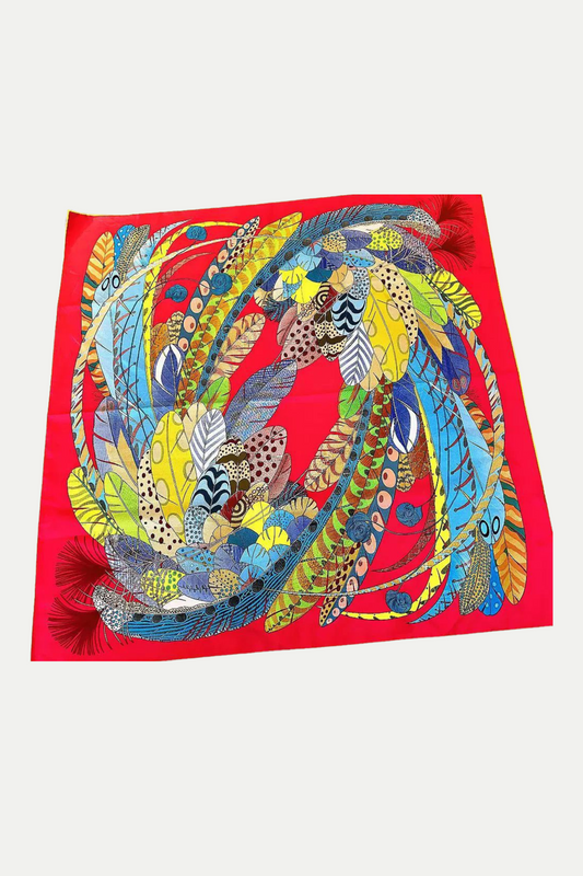 Luxuriöses Seidentuch 90 x 90 cm "Feathered Whirl"