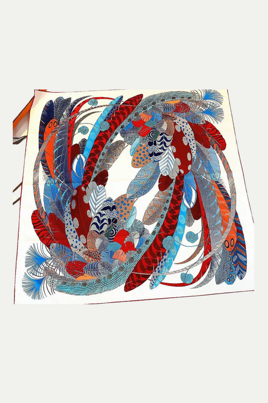 Luxuriöses Seidentuch 90 x 90 cm "Feathered Whirl"