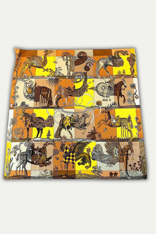 Luxuriöses Seidentuch 90 x 90 cm "Mythical Parade"