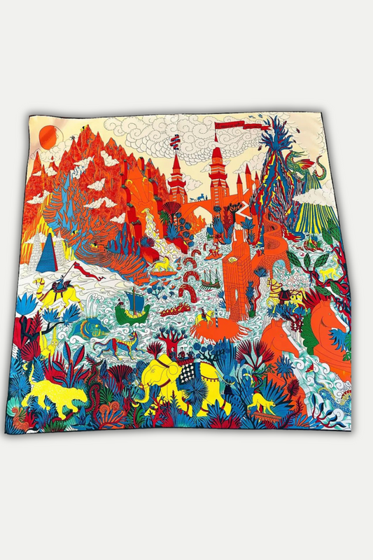 Luxuriöses Seidentuch 90 x 90 cm "Cosmic Odyssey"