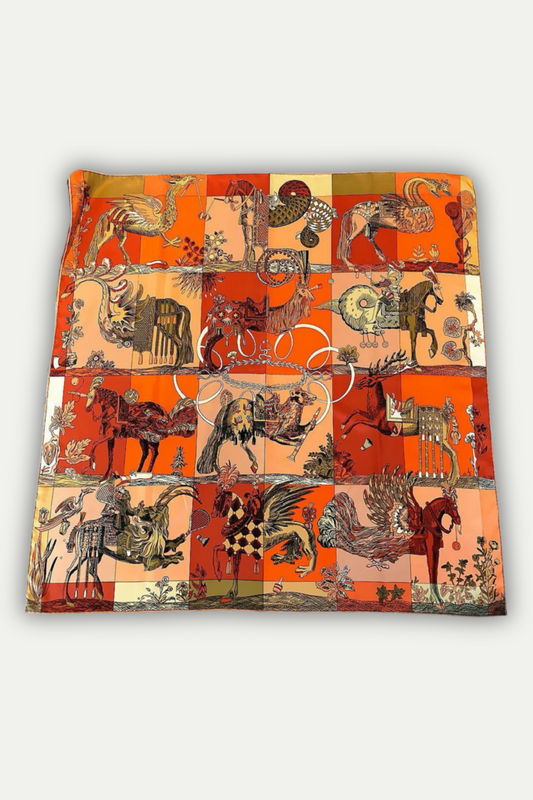 Luxuriöses Seidentuch 90 x 90 cm "Mythical Parade"