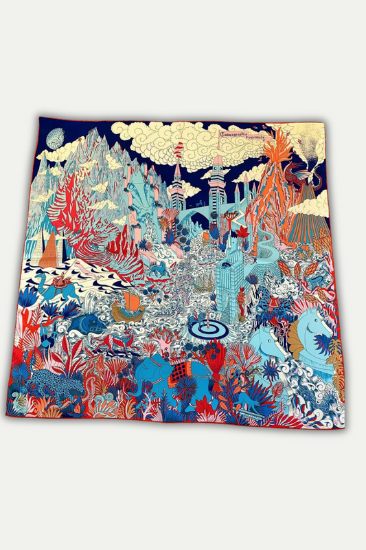 Luxuriöses Seidentuch 90 x 90 cm "Cosmic Odyssey"