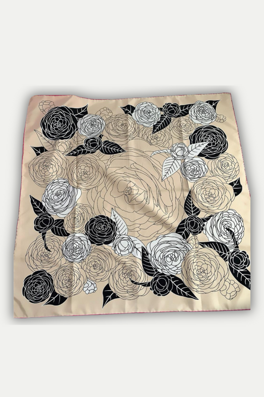 Luxuriöses Seidentuch 90 x 90 cm "Monochrome Roses"