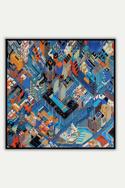 Luxuriöses Seidentuch 130 x 130 cm "Cité Infinie"