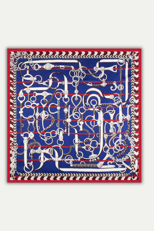 Luxuriöses Seidentuch 130 x 130 cm "Equestrian Maze"