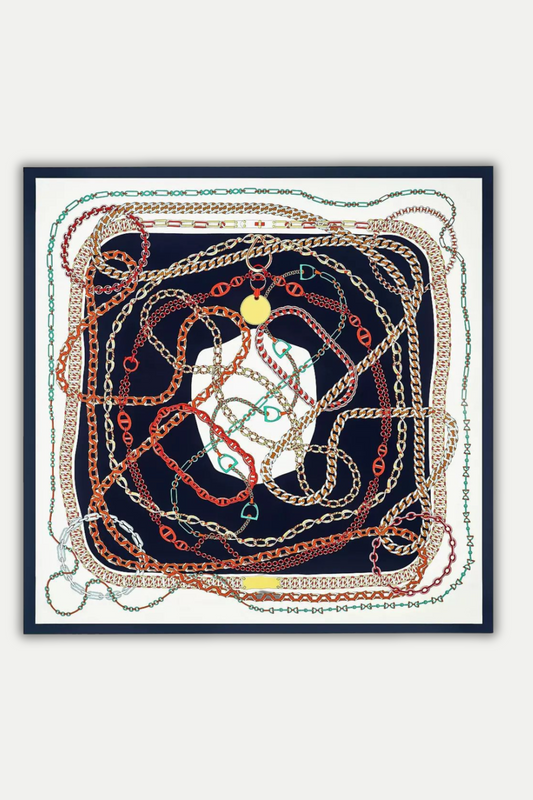 Luxuriöses Seidentuch 130 x 130 cm "Chaîne Infinie"