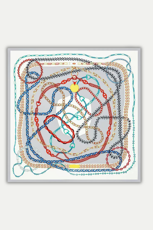 Luxuriöses Seidentuch 130 x 130 cm "Chaîne Infinie"