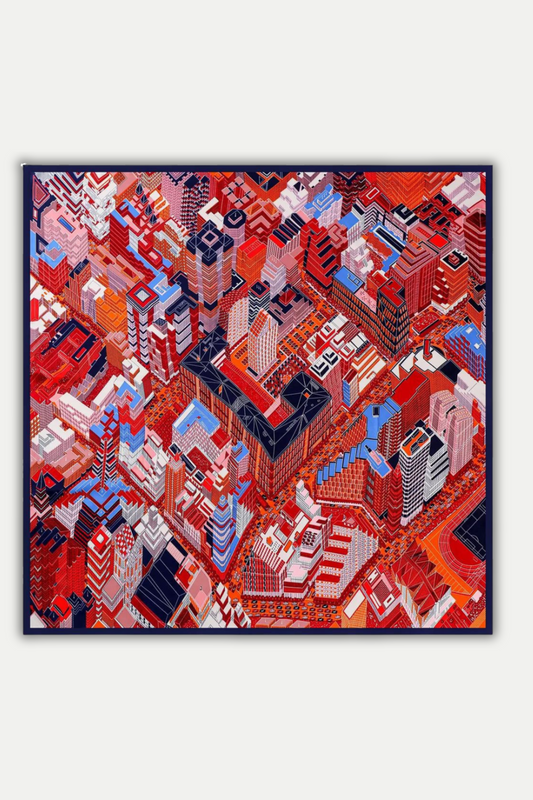 Luxuriöses Seidentuch 130 x 130 cm "Cité Infinie"