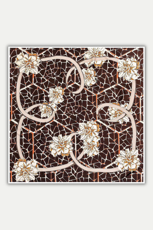 Luxuriöses Seidentuch 130 x 130 cm "Fleurs en Mosaique"