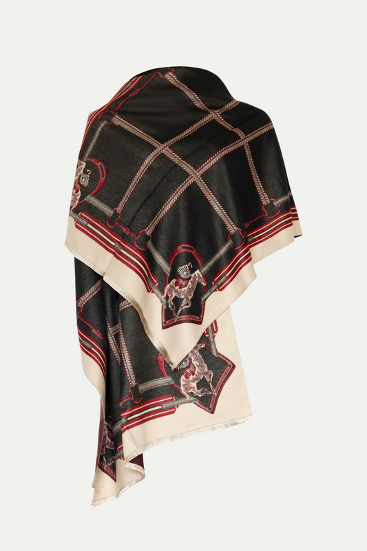 Luxuriöser Schal "The Cane Collection" bordeaux/grey melange