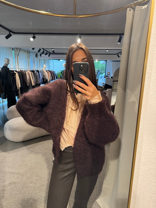 Offener Cardigan in dunkelbraun