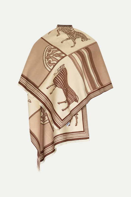 Luxuriöser Schal "Equestrian Romance" beige/toffee
