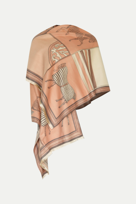 Luxuriöser Schal "Equestrian Romance" beige/rosé