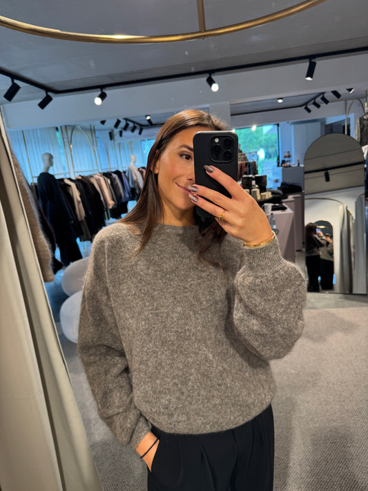 Lässiger Pullover aus Mohair in braun melange