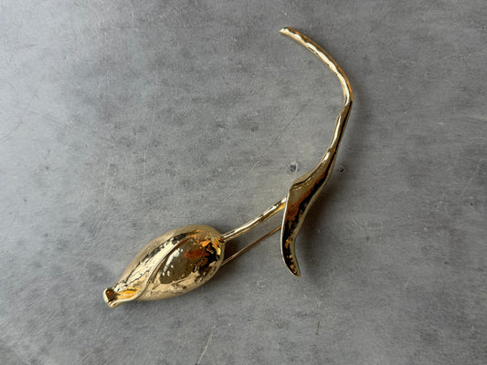 Brosche im Rosendesign vergoldet