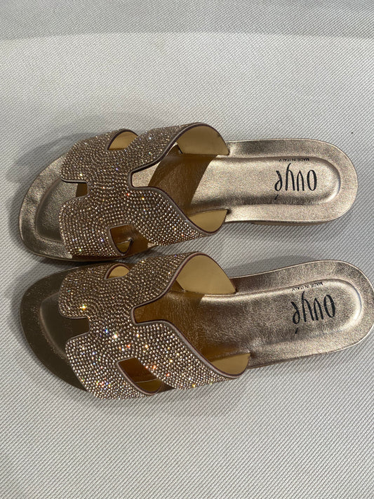 Sandale mit Strass in braun